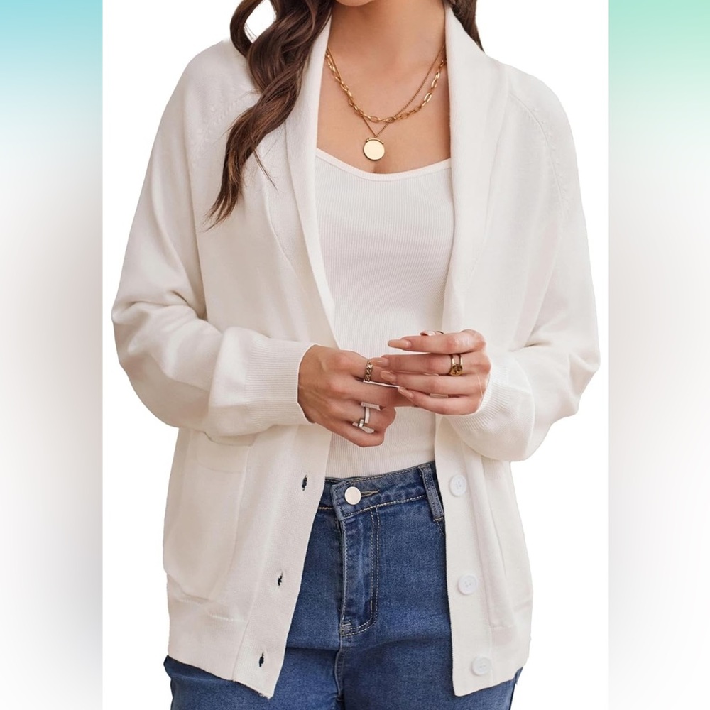 Kancy Kole white shawl collar sweater size 2XL NWT